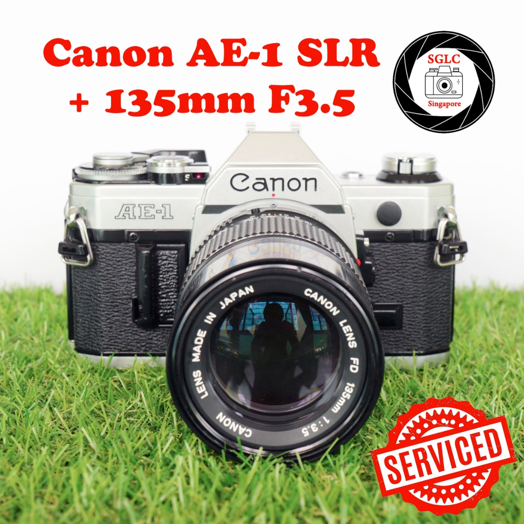 Exc+++】 Canon AE-1 35mm Film SLR Camera + FD 135mm Portrait Lens