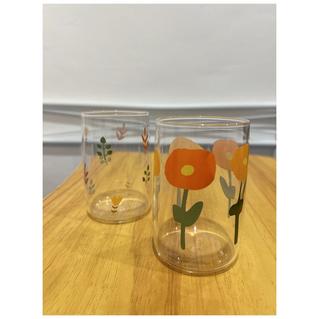 (2pc) Floral glass cups (Category: Coffee & Tea Tableware) located in Manila. Submitted by ktdeclutters (Listing ID 1271480923, Image 1). Description: Floral glass cups brand new & with bubblewrap+ box —-2 sets available last price posted rfs: extra cup .