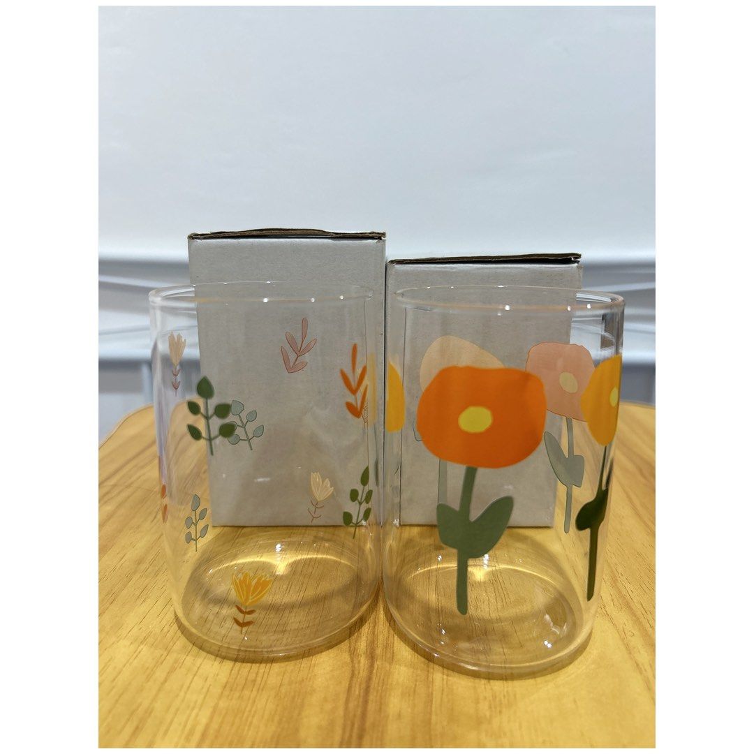 (2pc) Floral glass cups (Category: Coffee & Tea Tableware) located in Manila. Submitted by ktdeclutters (Listing ID 1271480923, Image 2). Description: Floral glass cups brand new & with bubblewrap+ box —-2 sets available last price posted rfs: extra cup .