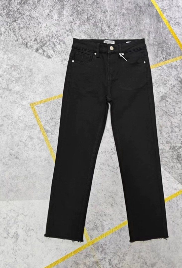 Frame black ankle jeans with raw hem Women s Fashion Bottoms