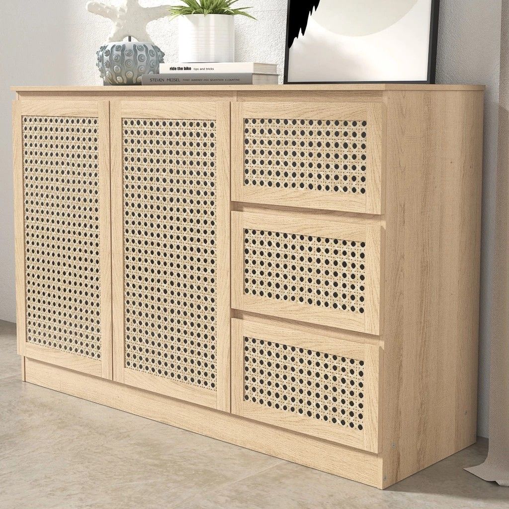 FREE POST to West Malaysia only Ready Stock Rattan 2 Doors 3 Drawers Sideboard Cabinet VICTORIA size 3.9ft x 2.9ft price for EACH shown as per