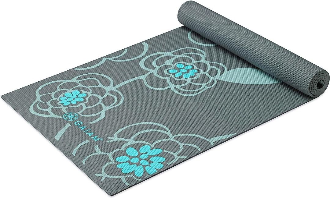 Gaiam 6mm Premium Reversible Printed Yoga Mat Extra Thick Non Slip Exercise  NEW