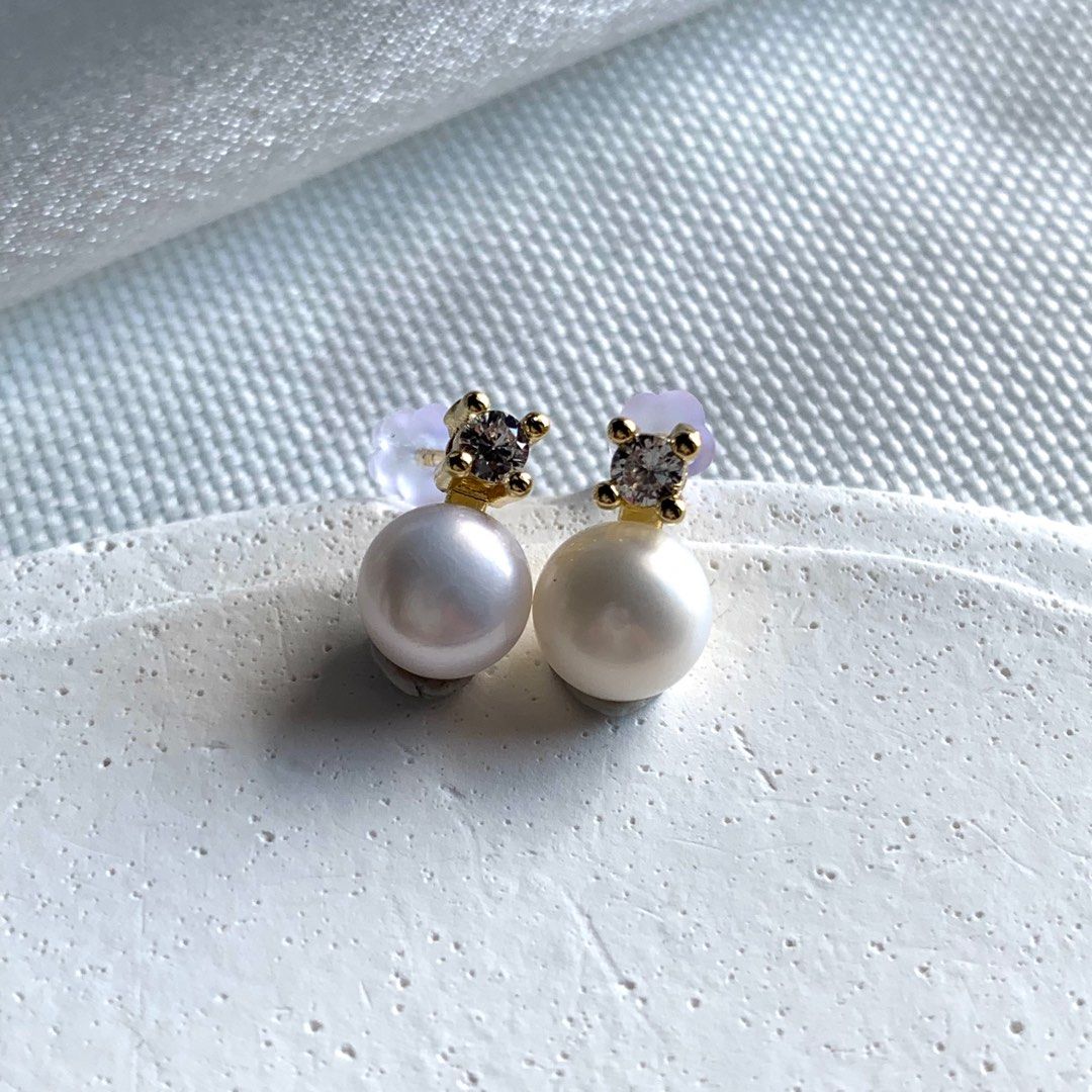 Real white sales pearl earrings