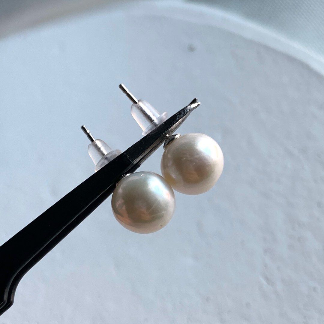 White pearl store earrings stud