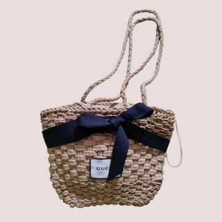 Gucci straw beach bag