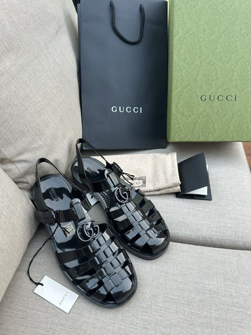 HARGA NET Gucci GG Jelly Sandal Black size 39 4.5jt