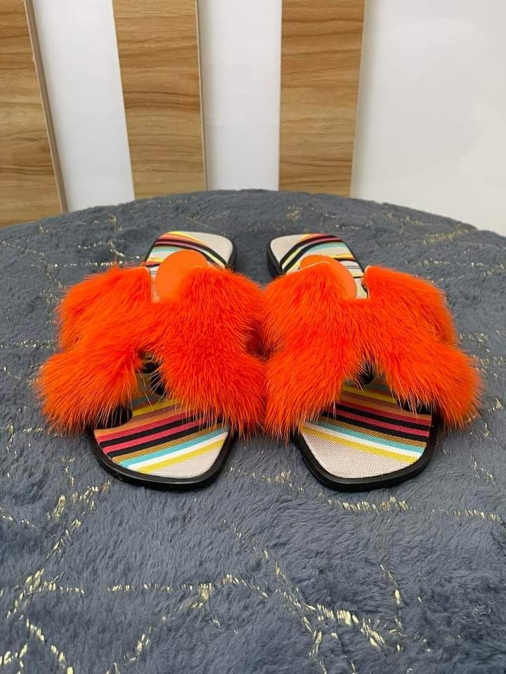 Orange discount furry slides