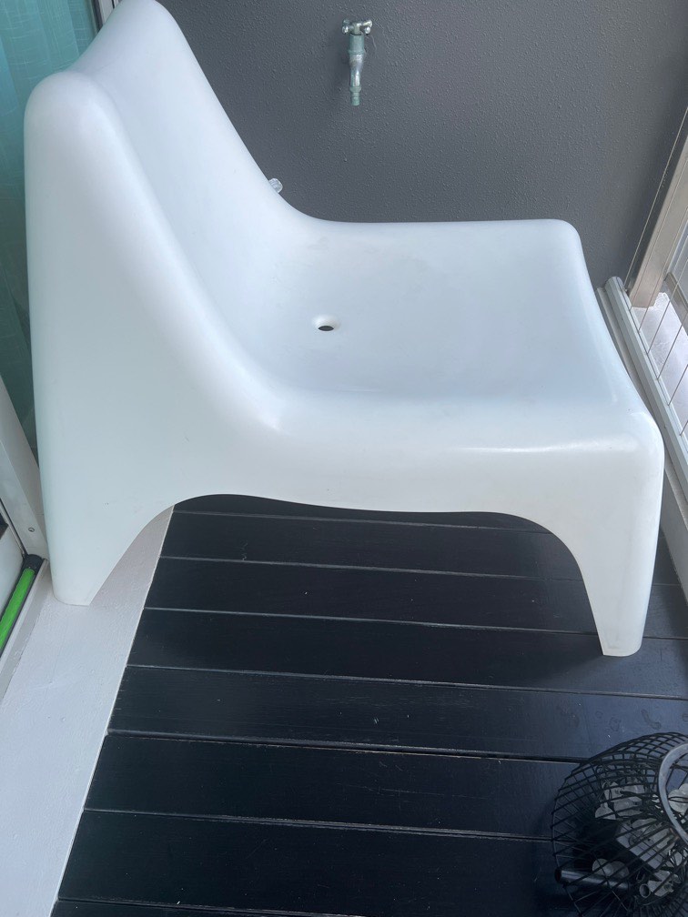 Ikea outdoor chair white (2 PCs available), Furniture & Home Living