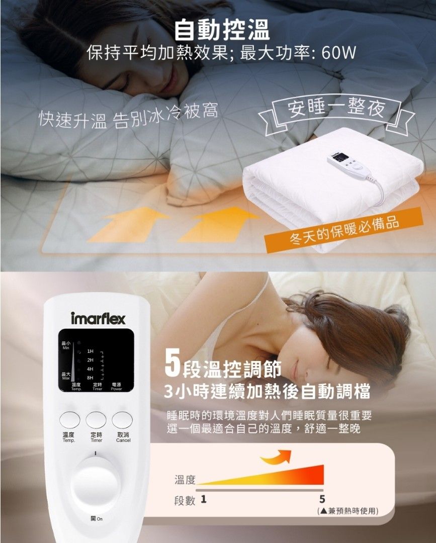 全新Imarflex 伊瑪INB-80 調溫定時單人電暖墊, 家庭電器, 其他家庭電器- Carousell