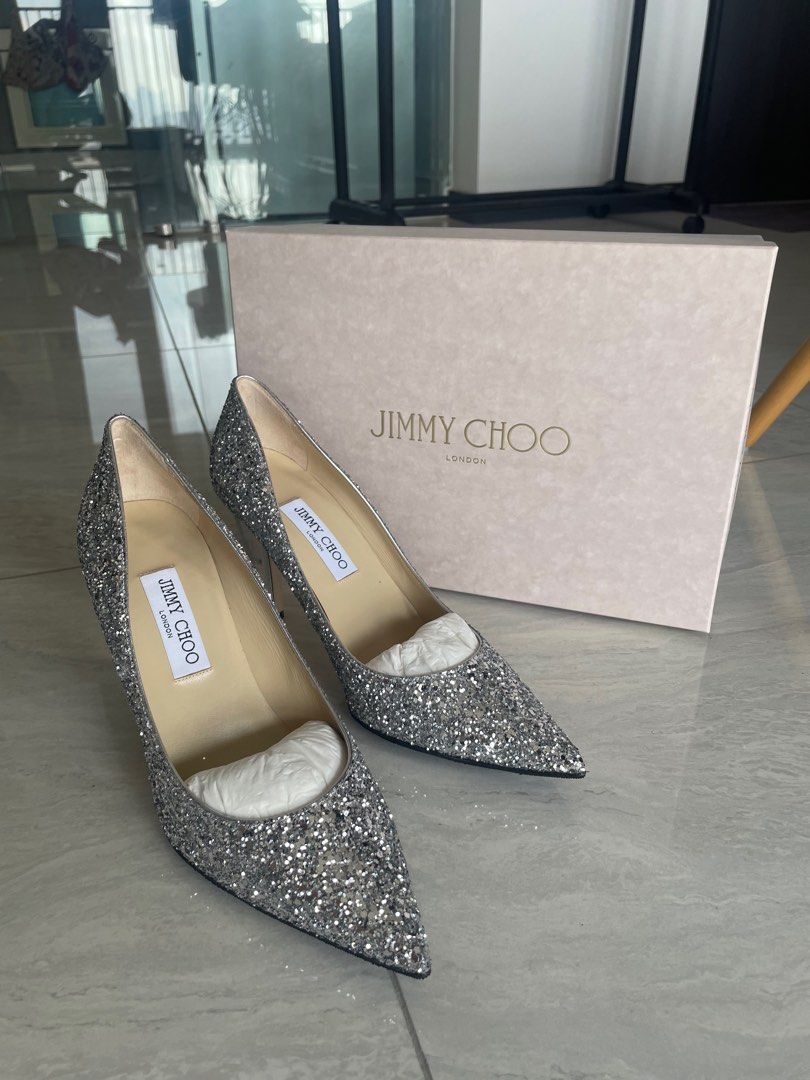 Glitter slip on pumps top