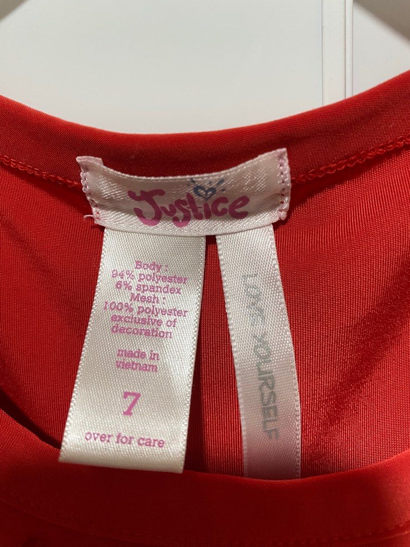 Justice red layered sequin dress for 7yo (Category: Babies & Kids Fashion) located in Paranaque City. Submitted by stuffnshare (Listing ID 1271603844, Image 2). Description: Silky/smooth.