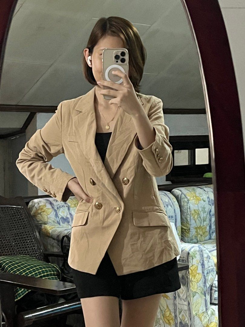 Khaki Double Breasted Blazer