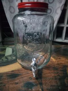Large Glass Juice Water Dispenser for Decor Display or Use (Retro-Style/Preloved)