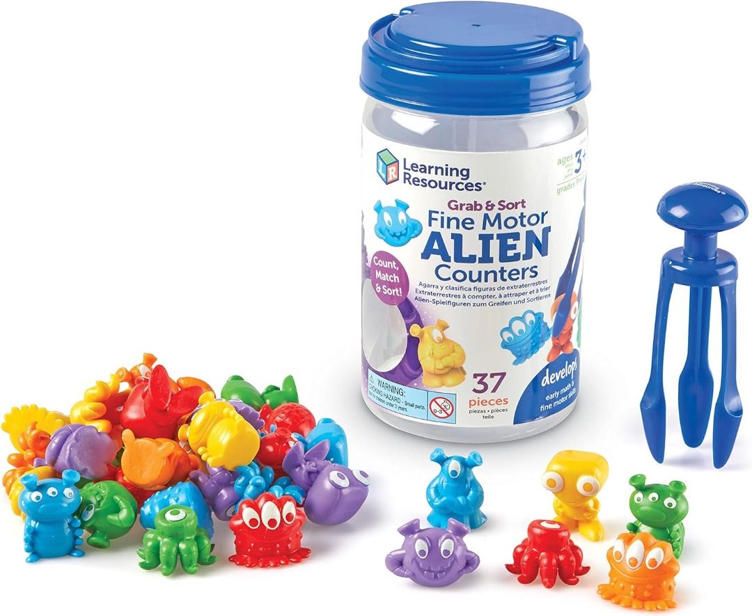 Learning Resources Grab Sort Fine Motor Alien Counters STEM