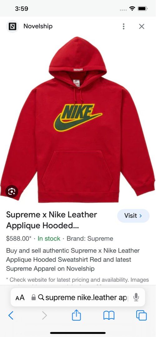 Supreme x nike leather applique hoodie shop