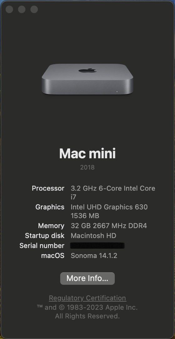 連正版Win 11 Pro] Mac mini 2018 Intel Core i7 32GB RAM 512GB SSD