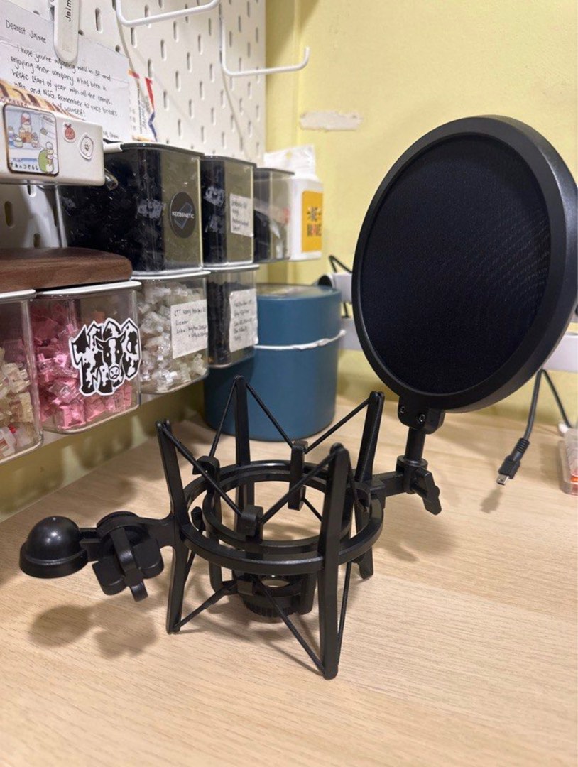 Microphone Shock Mount with Pop Filter, Hobbies & Toys, Music & Media