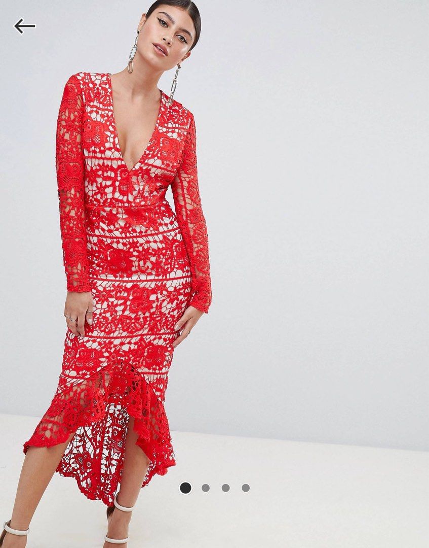 Red fishtail midi dress 2025