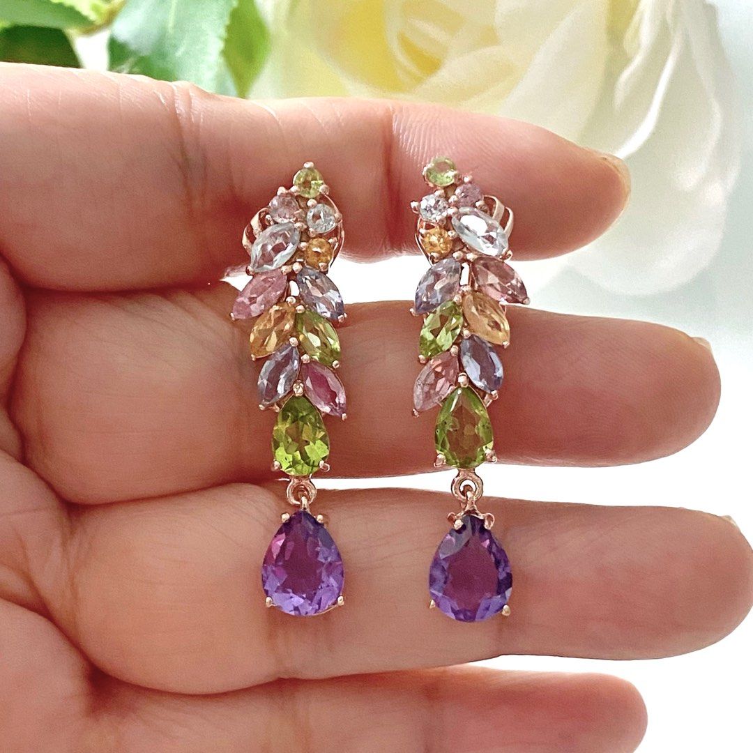 Purple crystal drop store earrings