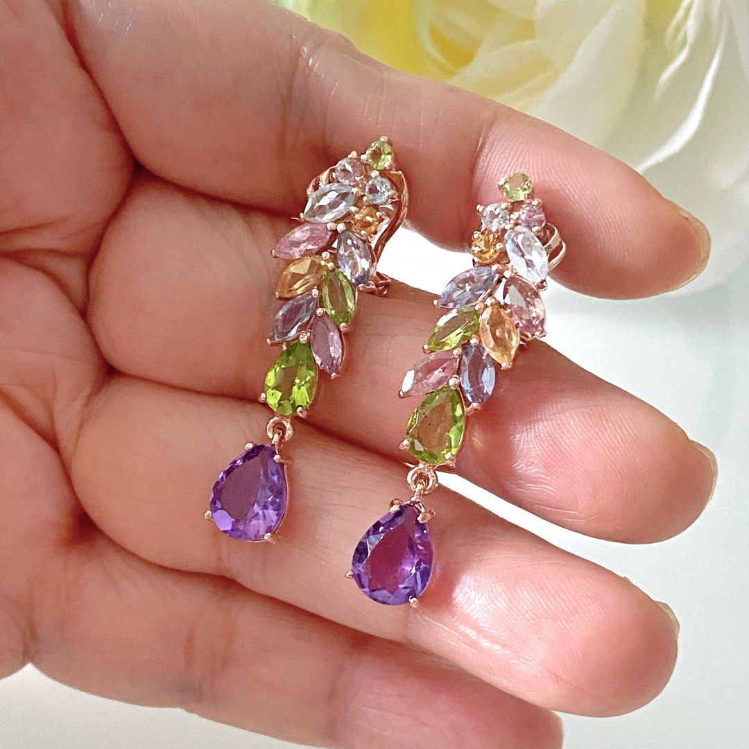 Purple gemstone top earrings