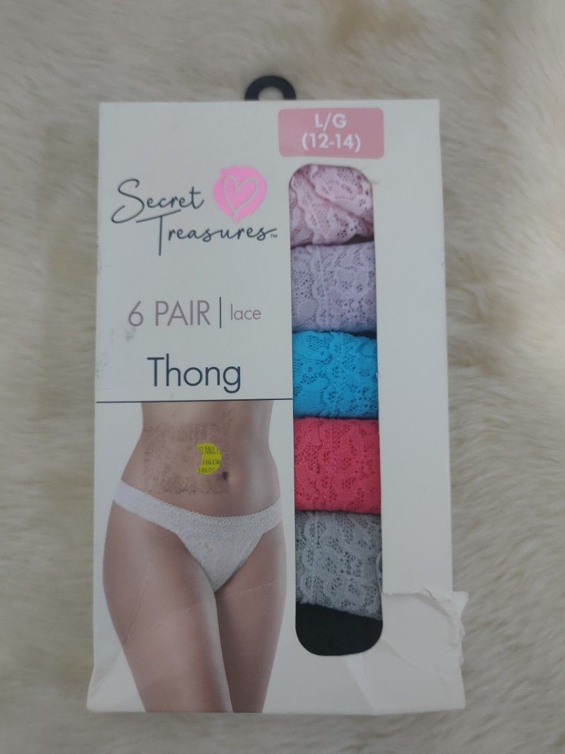 Secret Treasures 6 Pair String Bikini Cotton Stretch Panties Size
