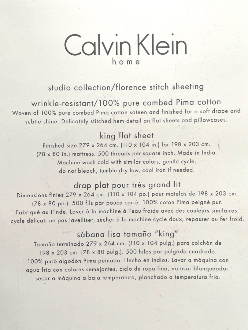 calvin klein sateen sheets king