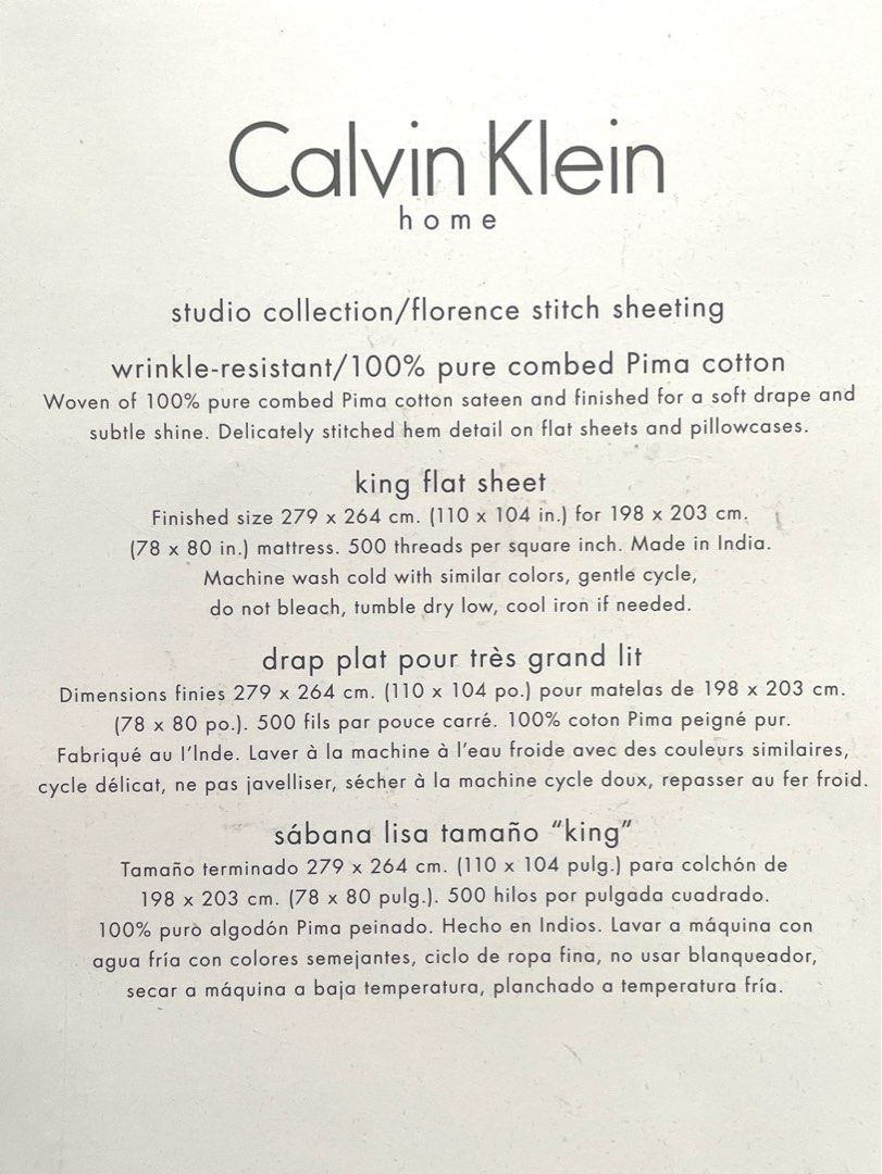 Calvin klein shop king size sheets