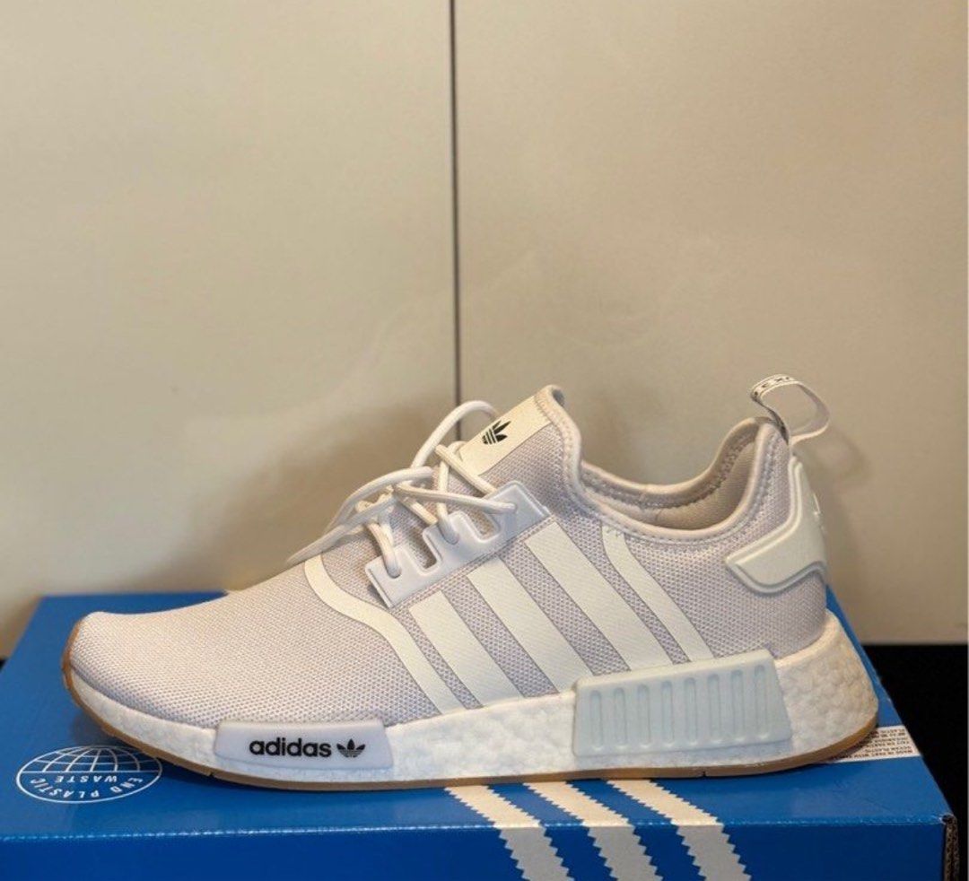 White nmds with blue shop