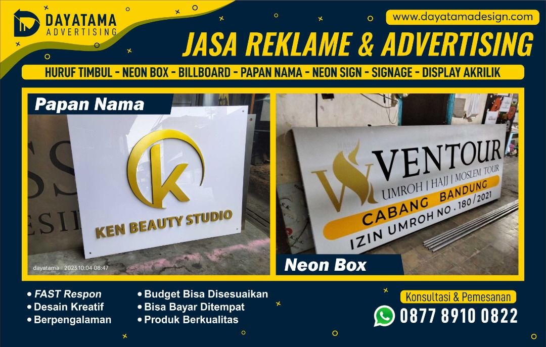 Papan Nama Kantor | Papan Nama Laser Cutting Akrilik | Neon Box Tour