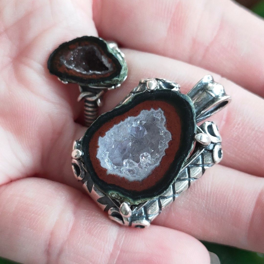 Pendant Ring Agate Geode Hobbies Toys