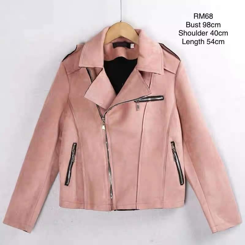 Womens pink sales suede jacket
