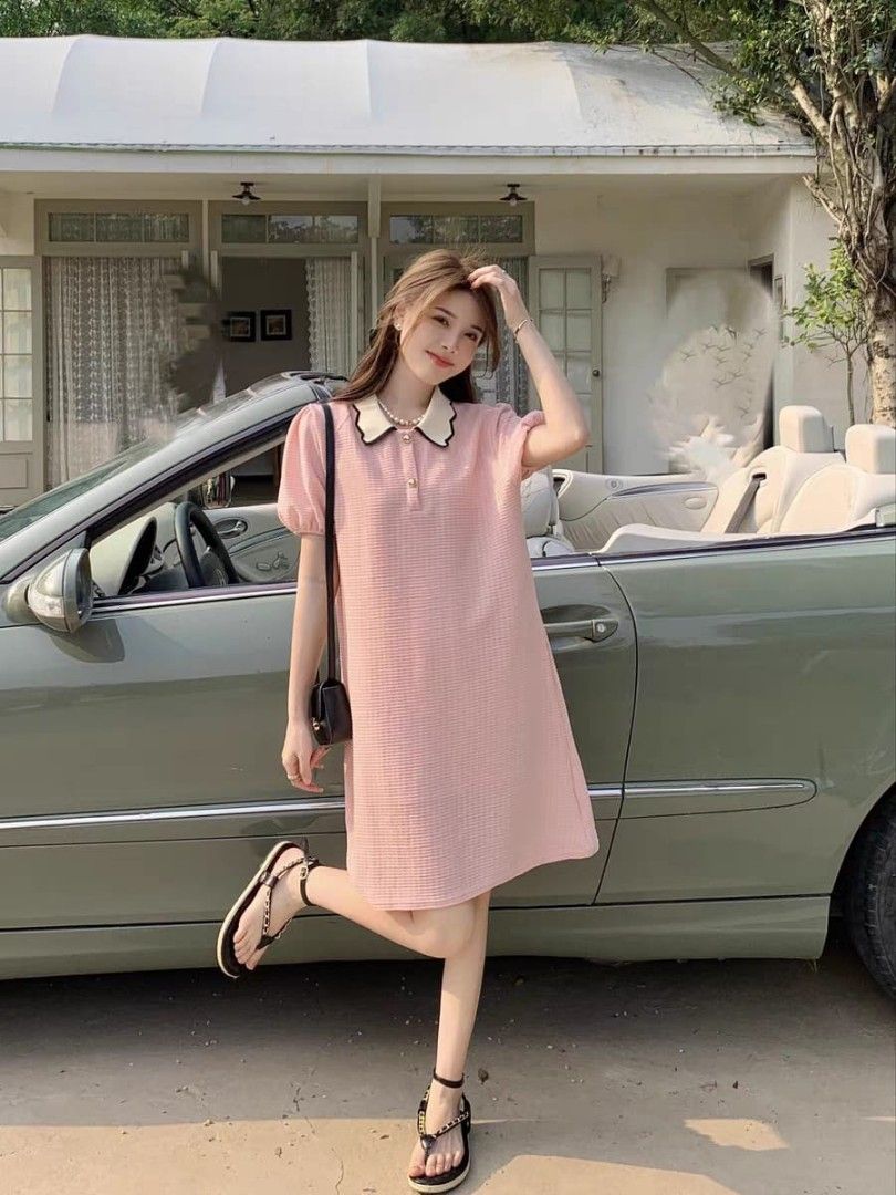 Plus Size Soft Pink Korean Dress Women s Fashion Dresses Sets