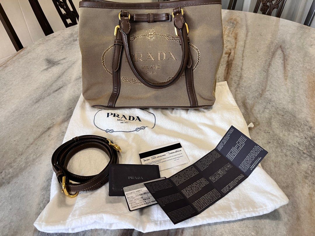 Prada logo deals canvas tote
