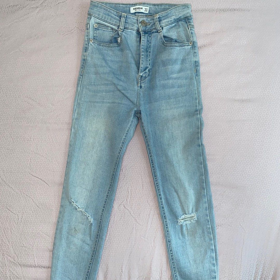 Pull Bear High Waisted Skinny Ripped Jeans Women s Fashion