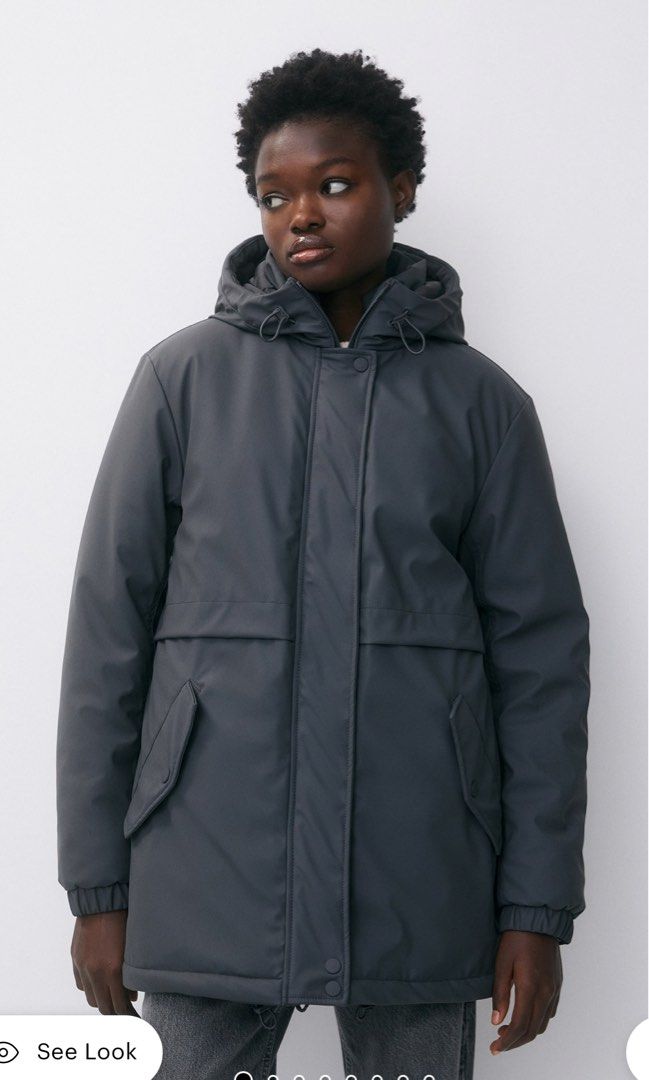 Pull and Bear Raincoat with faux shearling lining Women s Fashion
