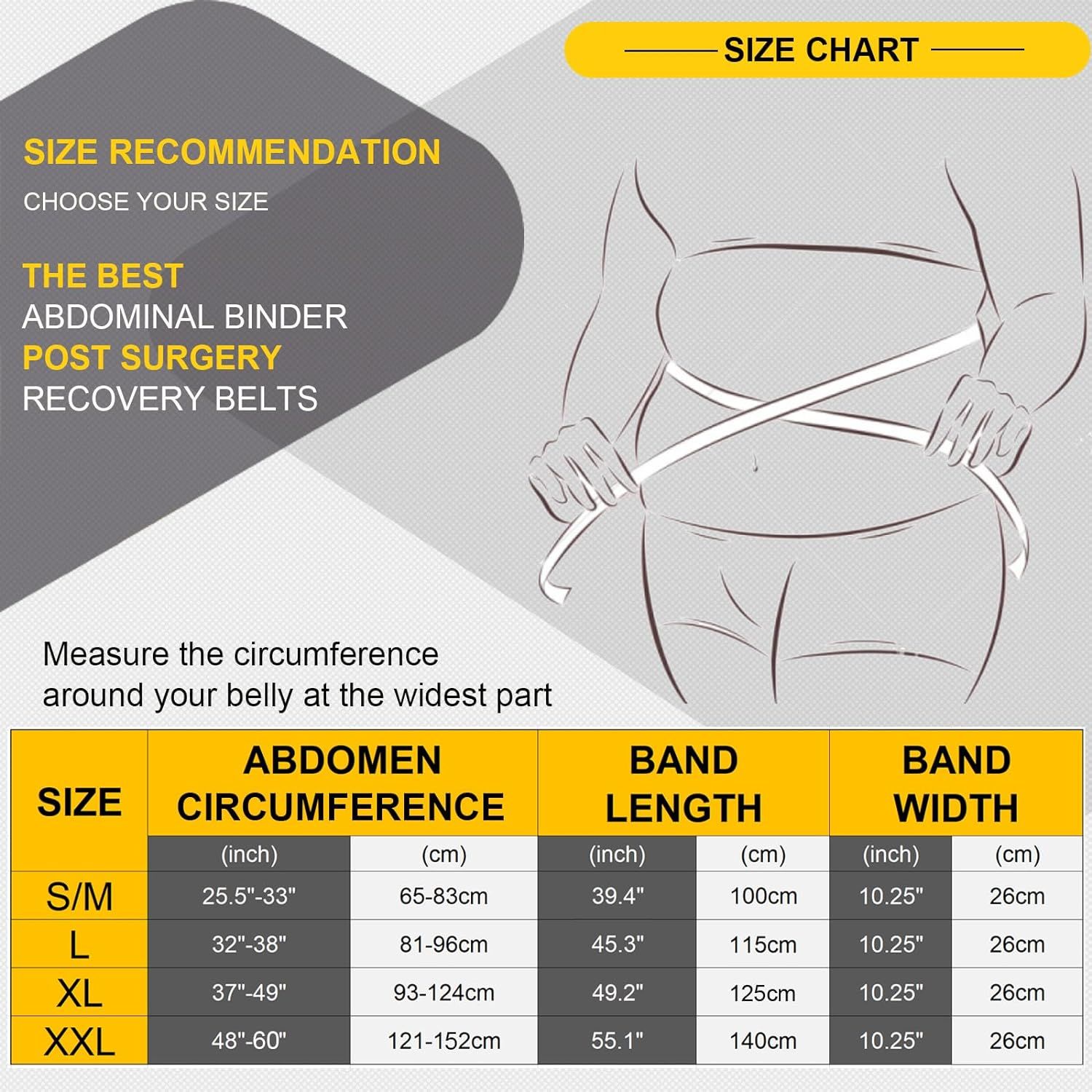 QEESMEI Postpartum Belly Band Abdominal Binder Post Surgery C section Belly Binder Wrap Girdle Recovery Belt Back Support Black XX Large