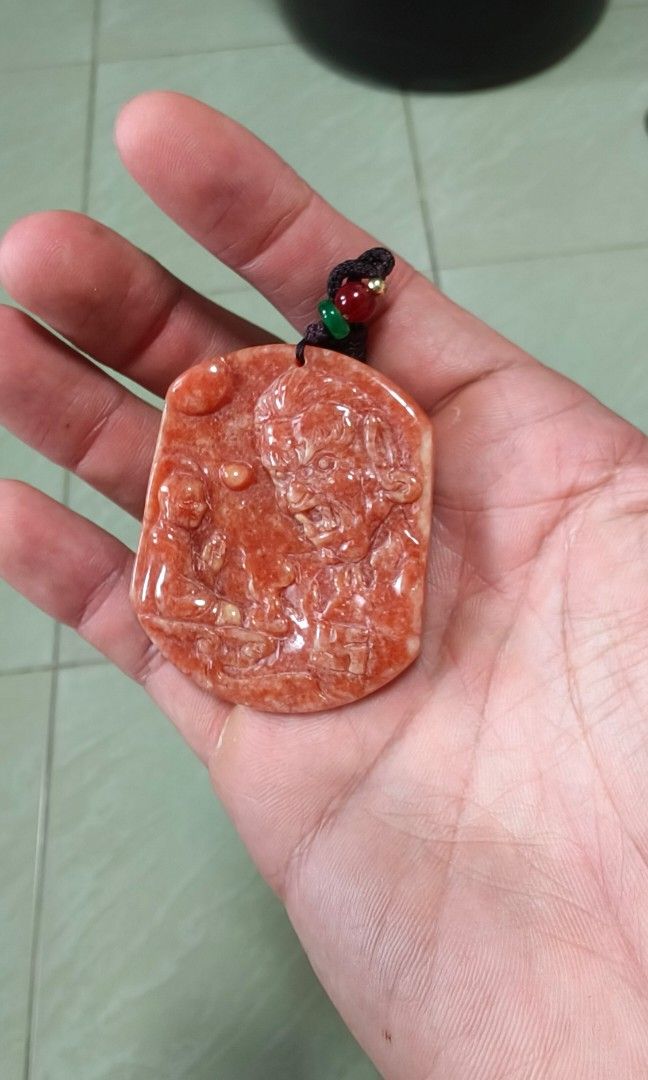 Red jade clearance buddha pendant