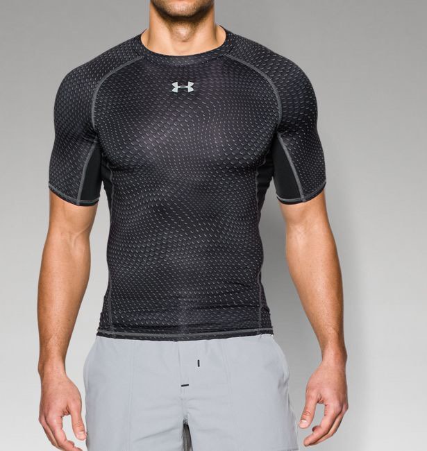 Men's UA HeatGear Armour Printed Short Sleeve Compression Shirt