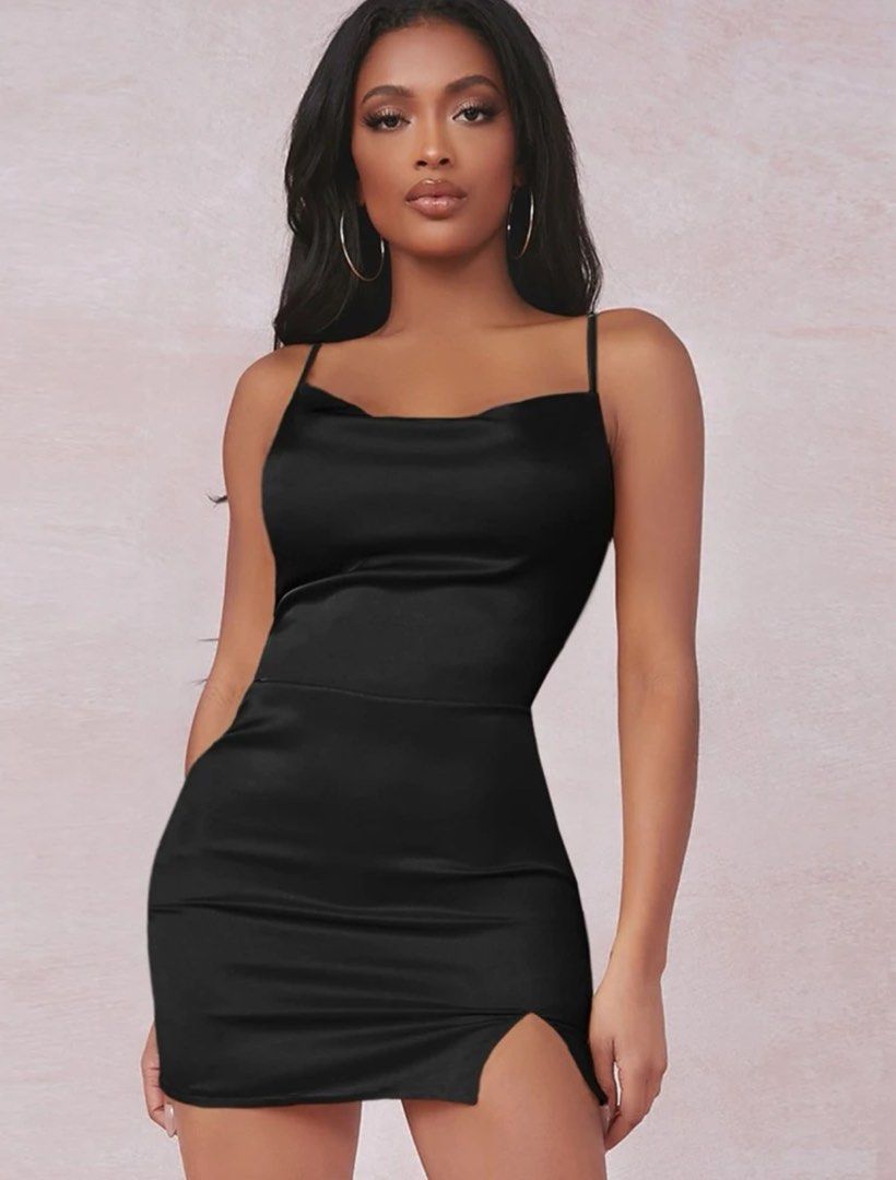 Black bodycon dress with split store