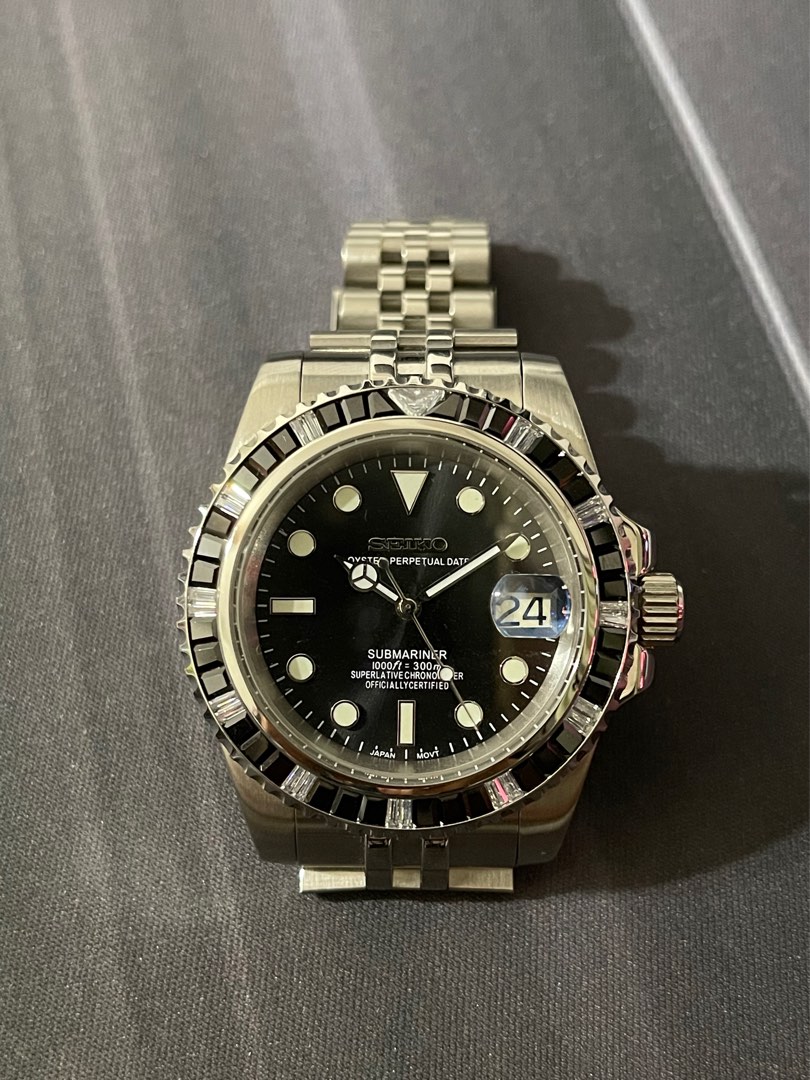 Seiko Black Crystal Submariner Mod Men s Fashion Watches