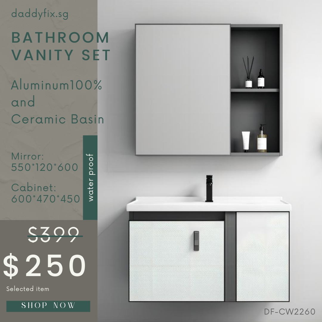 SG /Stocks 60cm Bathroom Basin Vanity Set/Waterproof Aluminium