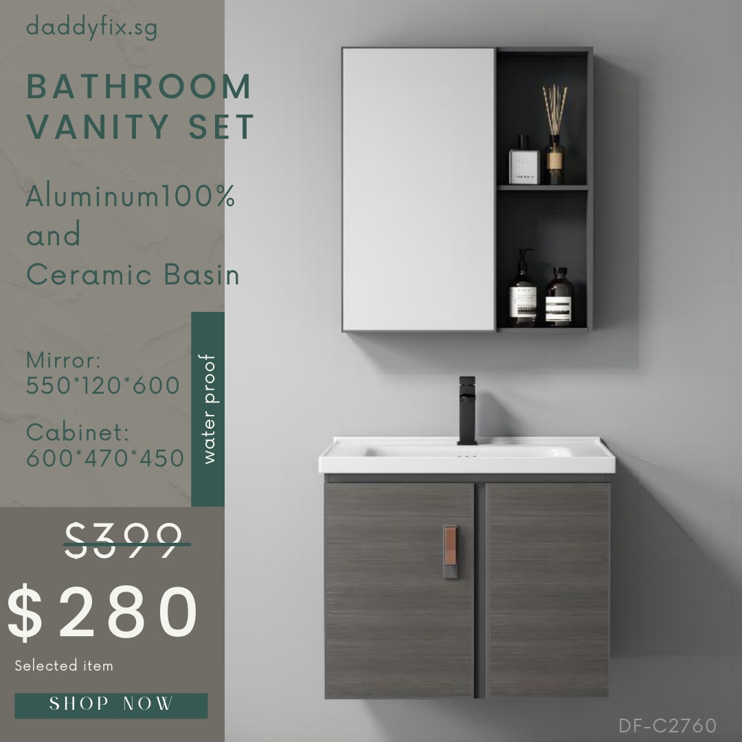 SG /Stocks 60cm Bathroom Basin Vanity Set/Waterproof Aluminium