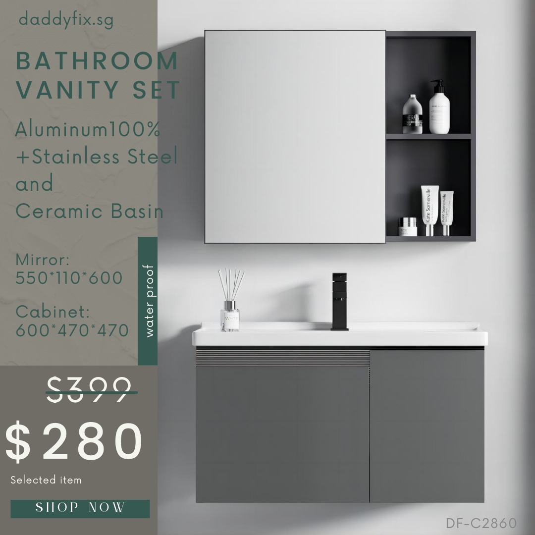 SG /Stocks 60cm Bathroom Basin Vanity Set/Waterproof Aluminium