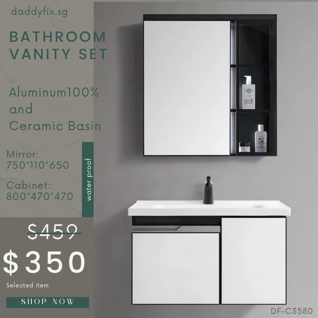 SG /Stocks 80cm Bathroom Basin Vanity Set/Waterproof Aluminium