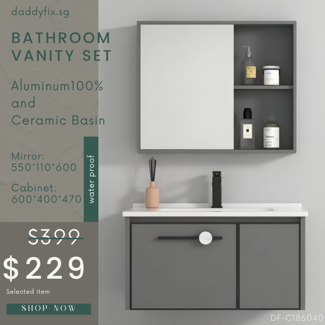 SG /Stocks 60x40cm Bathroom Basin Vanity Set/Waterproof Aluminium