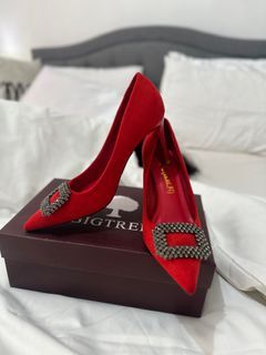 Shein red  velvet shoes