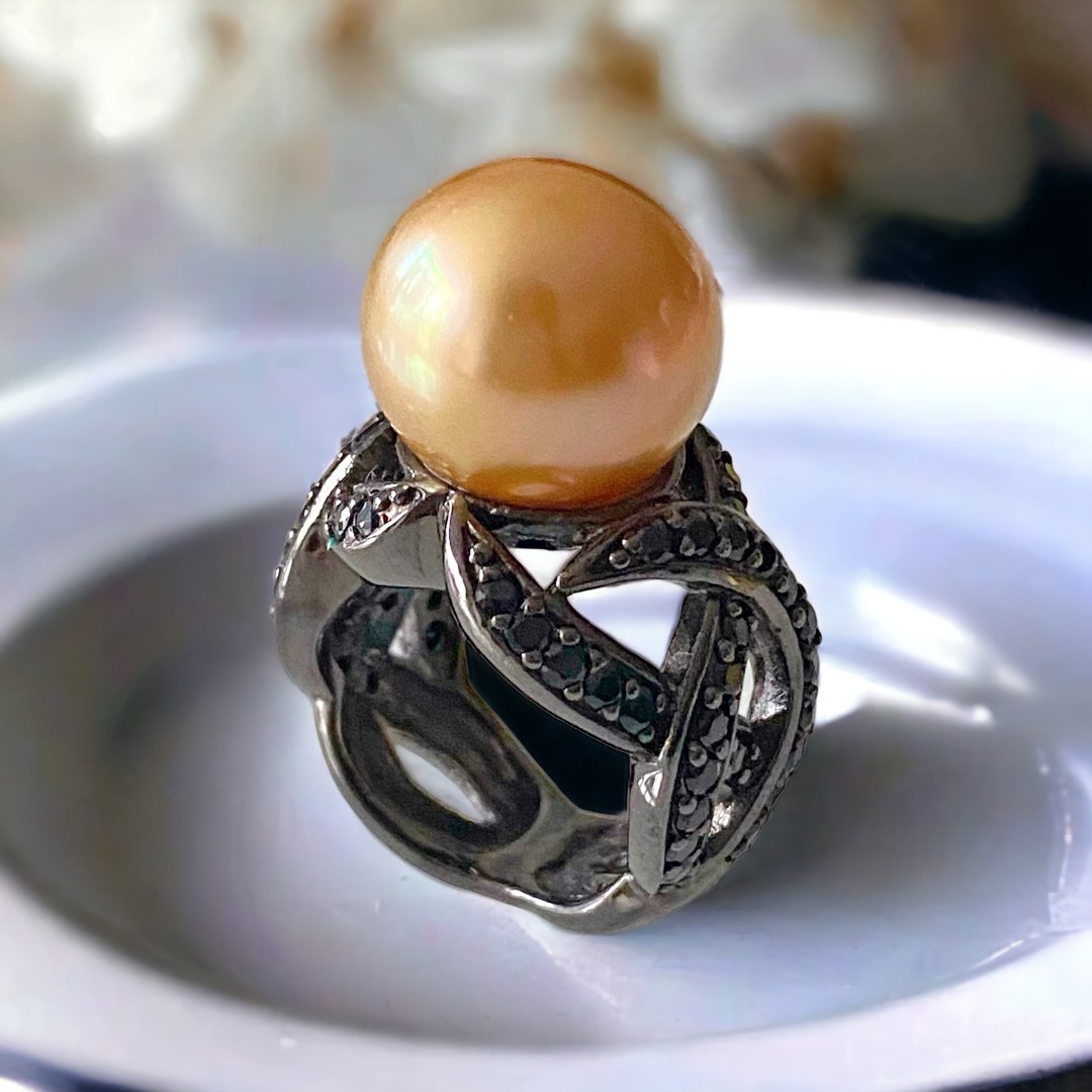 Chocolate pearl cheap ring
