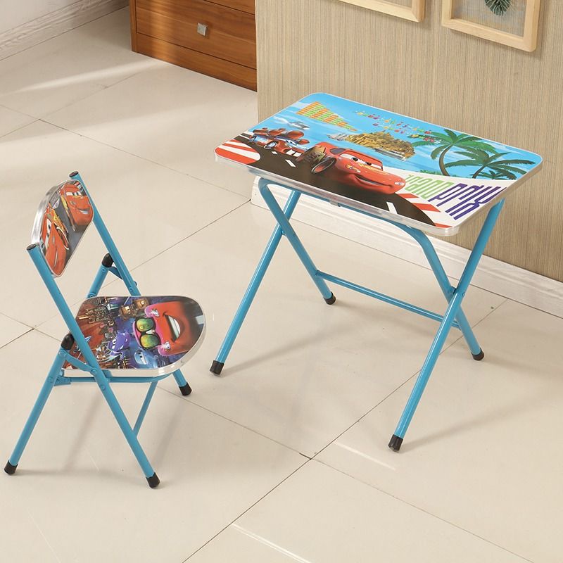SUPER CAR Cartoon Folding Kid Learning Table Study Desk And Chair