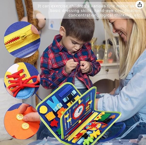 Busy Board for 1 2 3 4 Year Old, Toddler Travel Toys for Car Plane,  Montessori Sensory Toys for Toddlers, Educational Learning Activities Board  for Fine Motor Skills, Gift for Boys Girls 