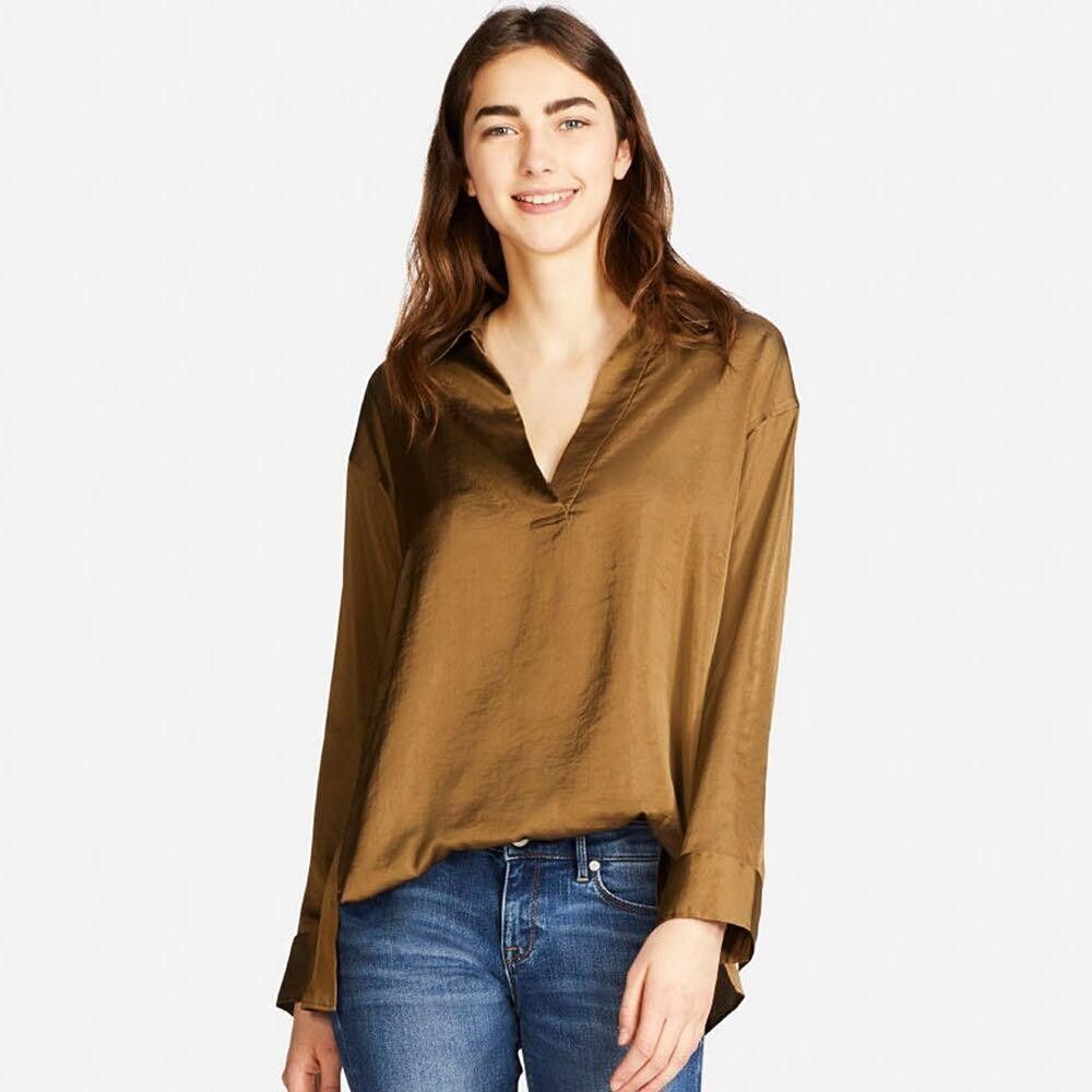 uniqlo satin blouse